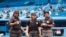 
Janet Moreno, Yalili Acosta y Miroslava Cumba, parte de un equipo cubano de árbitros femeninos, son vistas antes de un partido de béisbol en el Estadio Latinoamericano en La Habana, Cuba, el 29 de mayo de 2023. REUTERS/Yander Zamora.