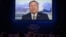 El canciller estadounidense Mike Pompeo habla a través de videoconferencia en el Foro de Davos. 
