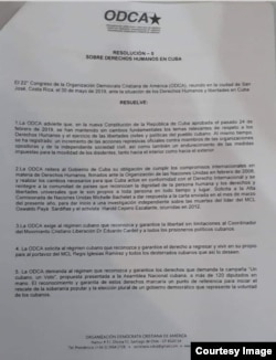 Resolución 5 de la ODCA, 2019.