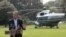 El presidente Barack Obama hace declaraciones a la prensa desde los jardines de la Casa Blanca.